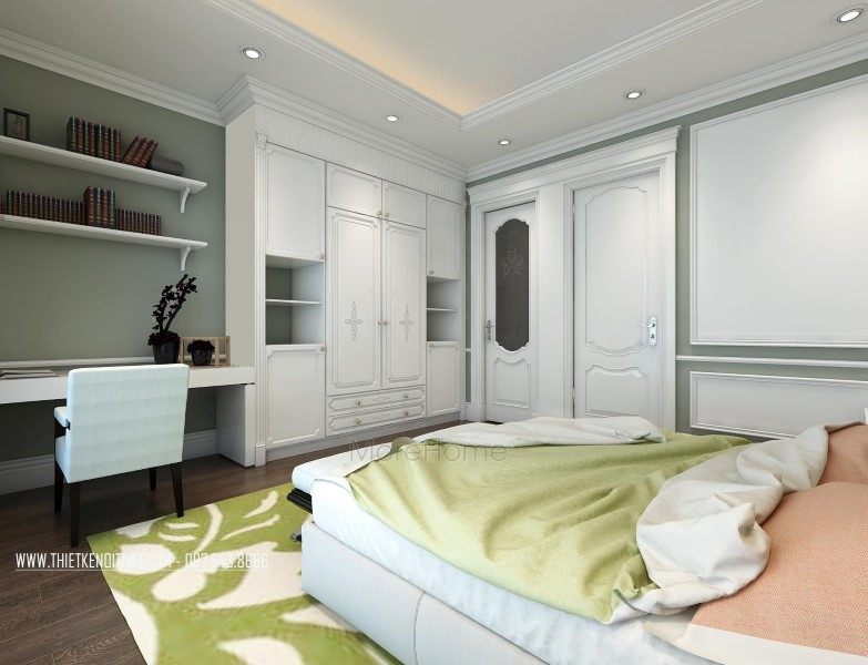 Thiết kế nội thất phòng ngủ nhà liền kề khu đô thị Văn Quán